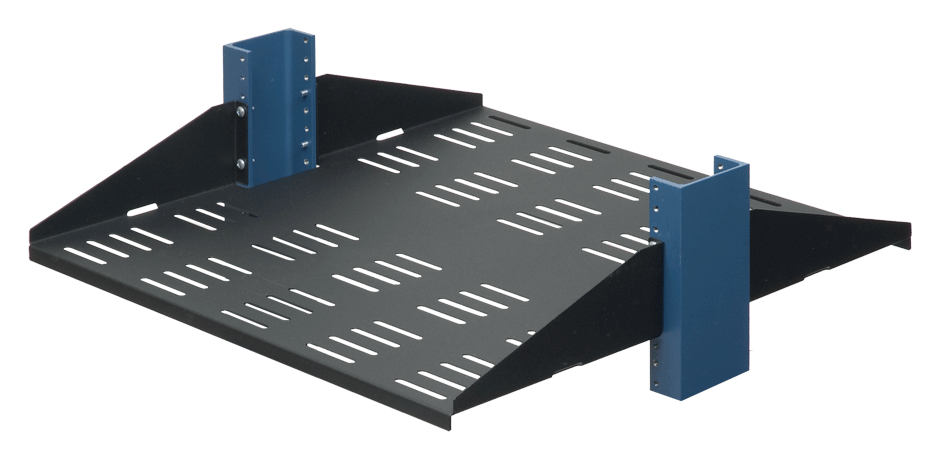 2RU 2Post Center Mount Vented Shelf 20in (D) - Flanged Up