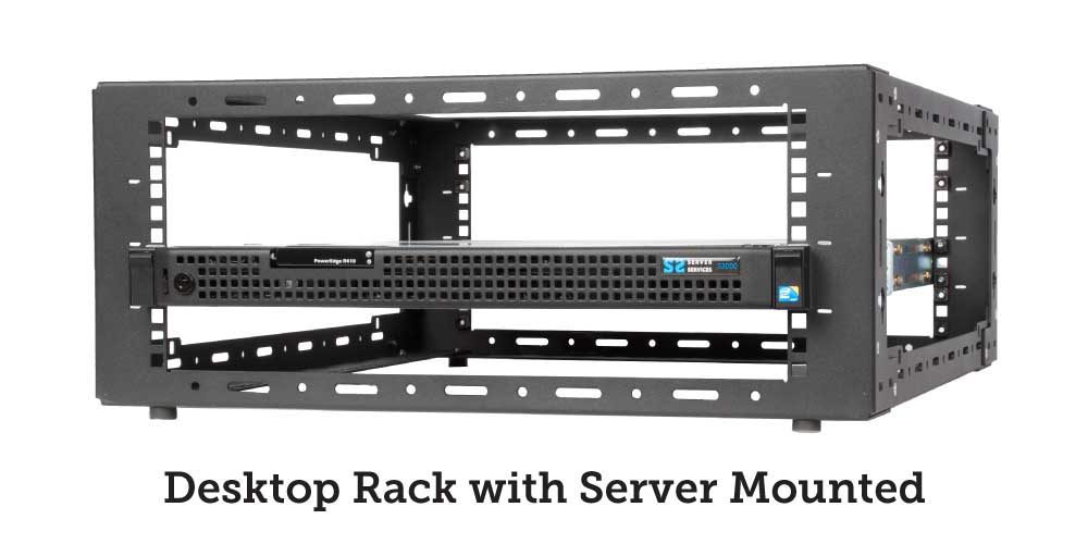 Desktop rack with server mounted (desktop image) Desktop rack with server mounted (desktop image)